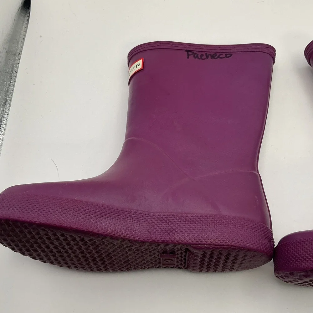 Hunter Kids Original First Gloss Purple Rain Boots US 10B 11G EU 27 KFT5003RGL